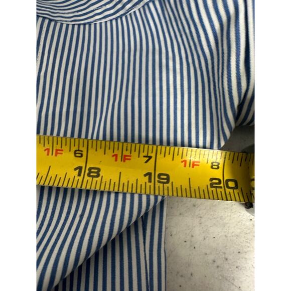 Theory Velvela Striped Top Blue Short Sleeve Size 2 Cotton Utility Button B21 - Picture 6 of 7